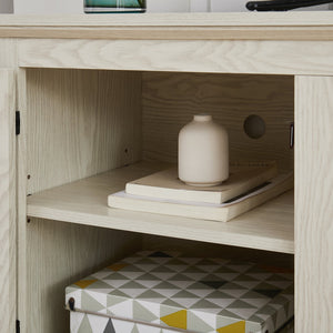 English Elm Natural Rattan TV Stand Console with Fireplace Insert, 65" Wide Entertainment Center, Adjustable Shelves, Cable Management, Boho Midcentury Blend White W1758S00021