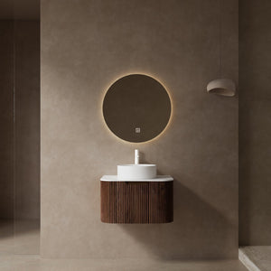 English Elm Dina 24" Wall-Mounted Floating Bathroom Vanity With Curved Edges, Durable Dark Walnut Storage Cabinet W2615S00084