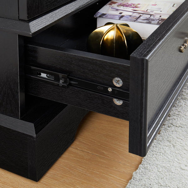 English Elm Lighted Curio Cabinet With Adjustable Shelves & Built-In Drawer - Elegant Display With Lighting, Black W1758P297549