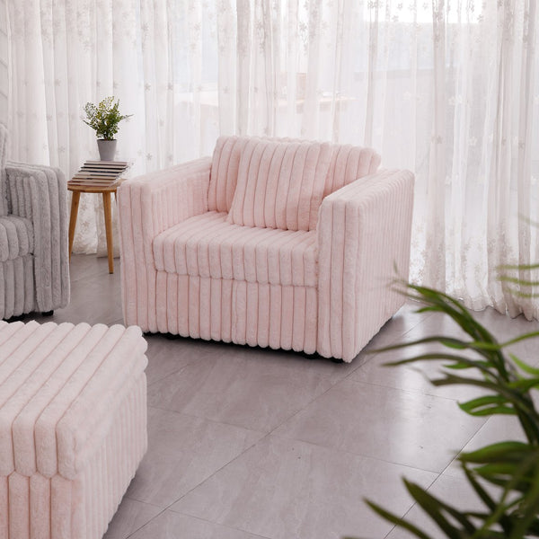 English Elm 44.9"Soft Modular Sofa with Removable Zipper Cushions, Hidden Hydraulic Storage, Easy Cleanability Light Pink W1767S00015