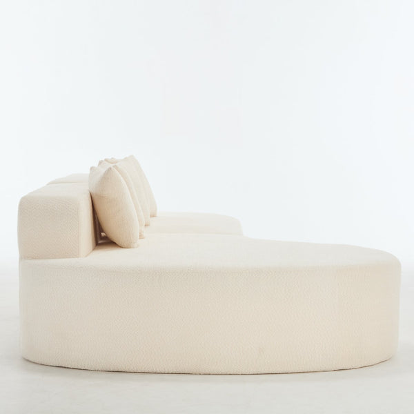 English Elm 110.2'' Plush Boneless Sectional Sofa Ivory — Curved L-Shape Chaise, Deep Memory Foam Comfort, No Assembly W1249S00008