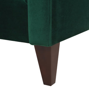 English Elm Jack 84" Modern Tuxedo Tufted Sofa, Evergreen Velvet