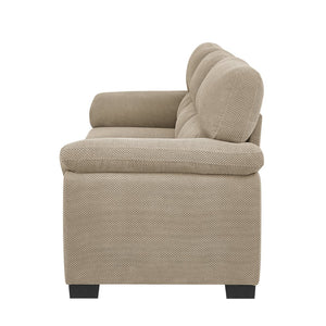 English Elm 3-seater Track Arm Sofa Tufted Textured Fabric Couch for Modern Living Rooms Camel W5568S00011