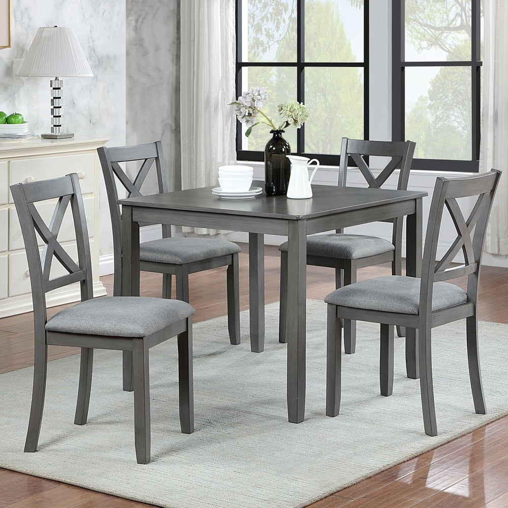 English Elm Elegant 5-Piece Solid Wood Dining Table Set With 4 Upholstered Chairs For Modern Dining Spaces W1998S00020