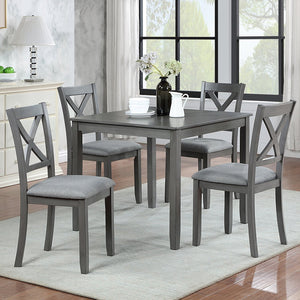English Elm Elegant 5-Piece Solid Wood Dining Table Set With 4 Upholstered Chairs For Modern Dining Spaces W1998S00020