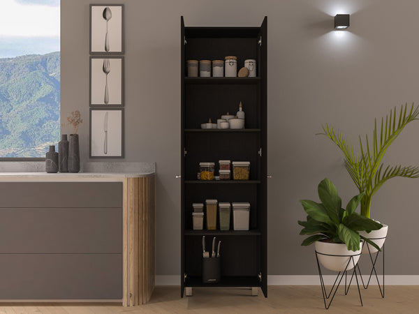 English Elm Pantry Tall Storage Cabinet with Five Shelves for Kitchen, Pantry, or Laundry Room Organization and Style Black 31.5 L x 16.54 W x 5.91 H B097S00160