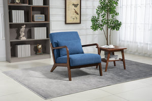 English Elm Mid Century Modern Upholstered Accent Chair Natural Wood Frame with Lumbar Cushion Support W2530P407181