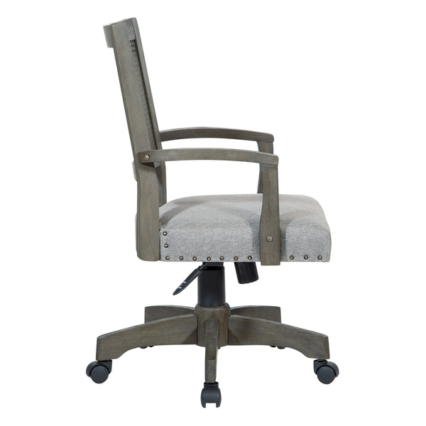 OSP Home Furnishings Dlx Cane Back Bankers Chair Antique Grey / Grey