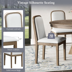 English Elm Trexm Rustic Farmhouse Extendable Dining Set Seats Six with Upholstered Rubberwood Chairs Espresso ST000152AAP