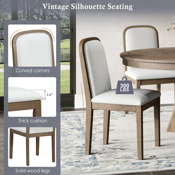 English Elm Trexm Rustic Farmhouse Extendable Dining Set Seats Six with Upholstered Rubberwood Chairs Espresso ST000152AAP