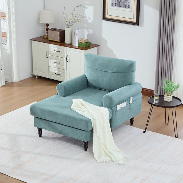English Elm Modern Chenille Fabric Recliner Chaise Lounge Sofa with High-Resilience Foam, 550LB Capacity, Cozy Plush Backrest and Armrests for Living Room Relaxation Mint Green W395P371334