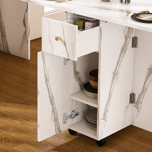 English Elm Multifunctional Wall-Mounted Folding Dining Table with Sideboard, Storage, Power Sockets — Space-Saving Solution for Small Apartments W2700P292104