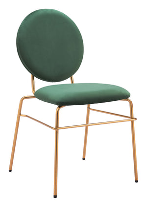 Odessa Dining Chair - Set of 2 Green & Gold 109804 Zuo Modern