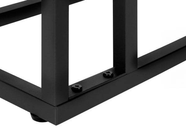 English Elm Accent C-Table for Sofa End Side Snack — Espresso Laminate Top, Black Metal Frame, Slide-Under Base, Compact Modern Design B2710P219396