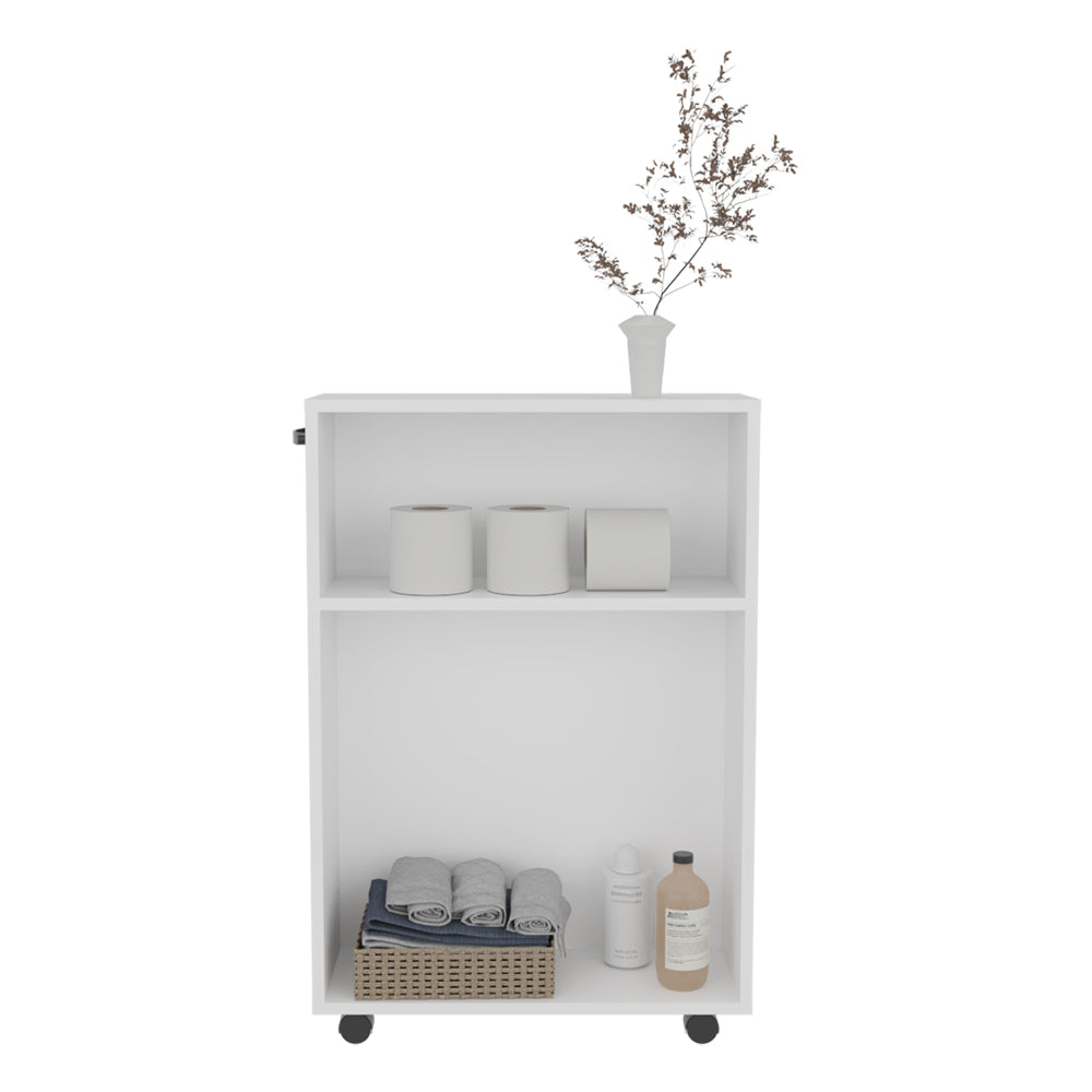 English Elm Datto White Storage Cart on Casters — Engineered Wood, Multi-Compartment Organizer for Bathroom & Office (29.92x13.78x4) B092P361963