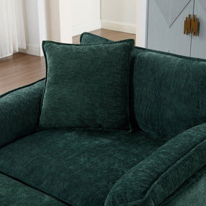 English Elm 44.5" Oversized Club Chair with Ottoman Chenille Upholstered Solid Wood Reading Seat Green W3244S00007