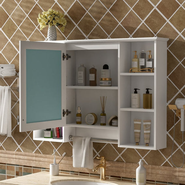 English Elm 3-in-1 Wall Mounted Bathroom Medicine Cabinet with Soft Close Mirror and Towel Bar White N710P358613K