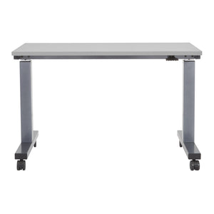 OSP Home Furnishings Ht Pneumatic Height Adjustable Standing Desk with Steel Frame and Locking Casters Gry 48X24 PHAT2448G7