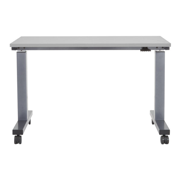 OSP Home Furnishings Ht Pneumatic Height Adjustable Standing Desk with Steel Frame and Locking Casters Gry 48X24 PHAT2448G7