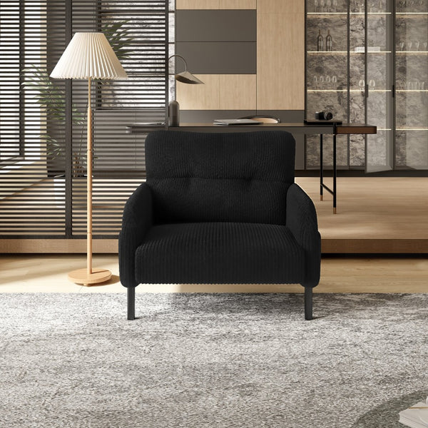 English Elm United We Win Corduroy Accent Chair Wide Seat Foam Cushion Living Room Lounge Black W1568P386164