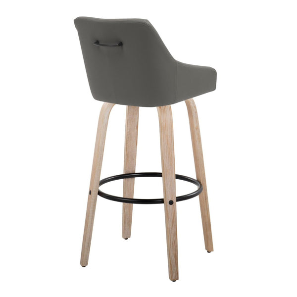 English Elm Adjustable Swivel Barstools Mid-century Walnut Faux Leather Kitchen Counter Set of 2 Dark Grey B202S01921