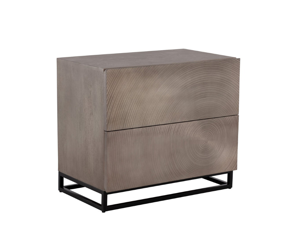 Sunpan LUTANA Nightstand - Handcrafted Grey Mango Wood with Iron Legs, Unique Rustic-Industrial Design 110641