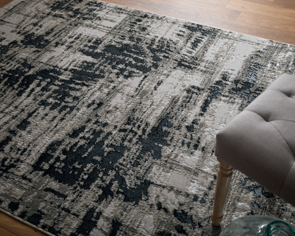 Feizy Rugs Micah Modern Abstract Area Rug - Durable Machine-made Soft Polyester For High Traffic Spaces Black,White,Gray Polyester,Polypropylene 6943339fblk000e10