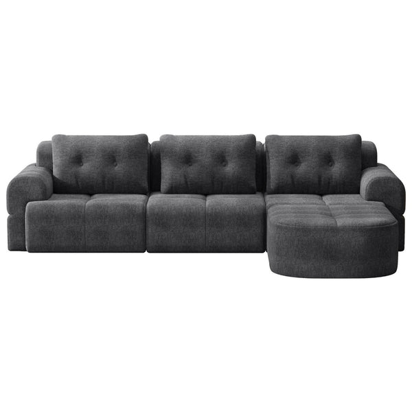 English Elm Modular Sectional Sofa with Chaise Full Foam Build Woven Fabric for Living Room Dark Grey W2379S00007