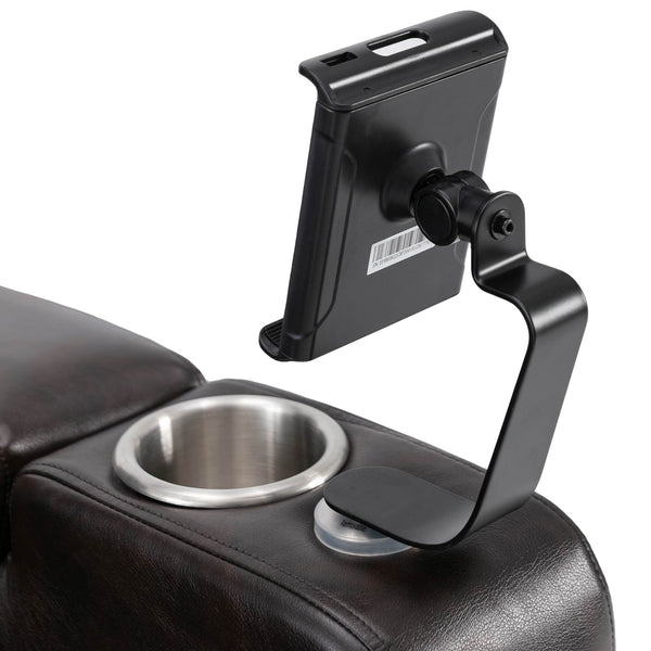 English Elm Premium Power Recliner with Storage Arms, Cupholders, Swivel Tray Table and Phone Stand for Ultimate Comfort and Convenience Brown N719S000710D