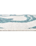 Unique Loom Outdoor Coastal Tethered Machine Made Solid Print Rug Ivory, Navy Blue/Green 7' 1" x 7' 1"