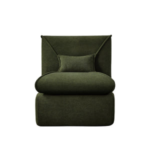 English Elm Compressed Lounge Chair with Ottoman - Space-Saving Chenille Upholstered Sofa, High-Density Foam Comfort Green W1036P251828