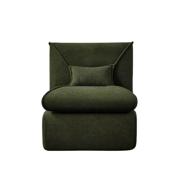 English Elm Compressed Lounge Chair with Ottoman - Space-Saving Chenille Upholstered Sofa, High-Density Foam Comfort Green W1036P251828