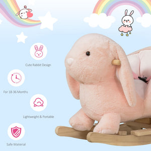 English Elm Qaba Bunny Rocker Toddler Ride on with Velvet Plush Carrot Toy and Realistic Sounds W2225P217686
