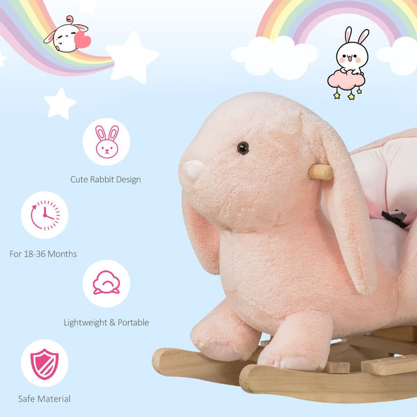 English Elm Qaba Bunny Rocker Toddler Ride on with Velvet Plush Carrot Toy and Realistic Sounds W2225P217686