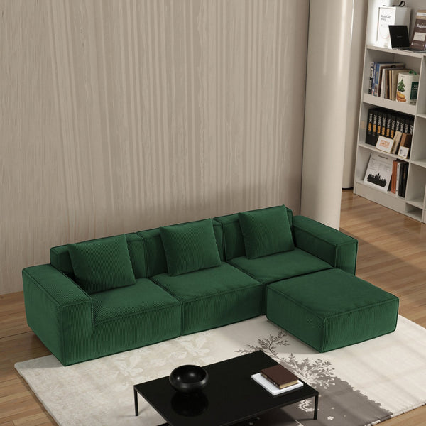 English Elm 118-Inch Modular Sofa Bed - Versatile Cloud Velvet Couch For 5, Soft Corduroy, No Assembly Needed! W3147S00030