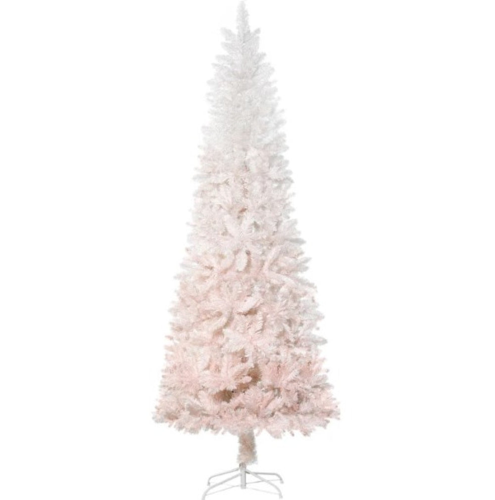 English Elm Christmas Slim Pencil Fir Artificial Tree with Ombre Pink Pvc Branches and Steel Base T3971P419786