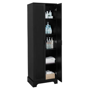 English Elm Storage Cabinet Tall Mdf Two Door Adjustable Shelves Matte Black Home Office Bath N725P181207Z