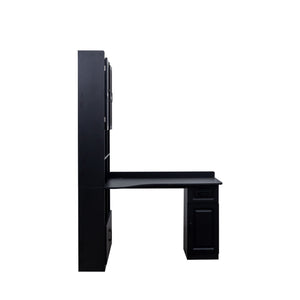 English Elm L-Shaped Corner Computer Desk with Hutch, Drawer & Shelves for Spacious Home Office Organization Black W331S00170