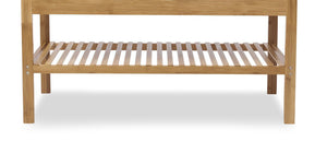 English Elm Contemporary Entryway Bench with Open Shoe Storage, Fabric Seat & Coat Rack Compact Space Saver Gray,Natural 9 L x 36 W x 16 H B2741P345162