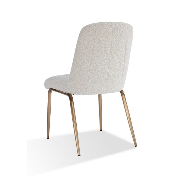 English Elm Rise Channel-back Boucle Dining Chairs with Tapered Bronze Legs for Modern Spaces B056P416850