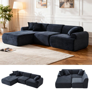 English Elm 105'' Modular Sectional with Washable Woven Cover Convertible L-shape Living Room Sofa W3565S00017