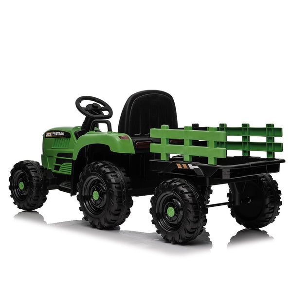 English Elm Ride on Electric Tractor Toy with Trailer 24v 400w Dual Motors Remote Control Led Emerald W1578P194690