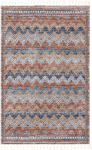 Unique Loom Aramis Stella Machine Made Tribal Rug Multi, Blue/Ivory/Light Brown/Rust Red/Beige 5' 3" x 8' 0"