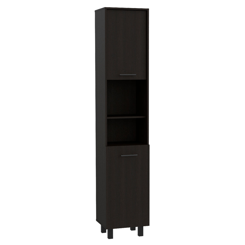 English Elm Sheffield Space-Saving 2-Door Pantry Cabinet — 15.7" Wide, Tall Top Shelf, 2 Middle & Bottom Shelves B128P148807