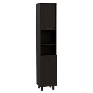 English Elm Sheffield Space-Saving 2-Door Pantry Cabinet — 15.7" Wide, Tall Top Shelf, 2 Middle & Bottom Shelves B128P148807