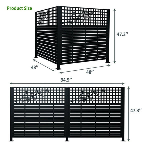 English Elm W48'' Galvanized Steel Outdoor Privacy Panels Powder Coated Slat Fence for Yard Enclosures W1586P455947