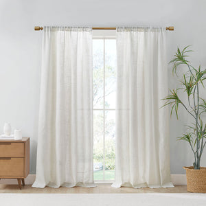 JLA Home Madison Park - Linen Kyler Light-Filtering Curtain Panels Pair — Textured Linen-Blend, OEKO-TEX, Soft White Drapes Ivory MP40-7983