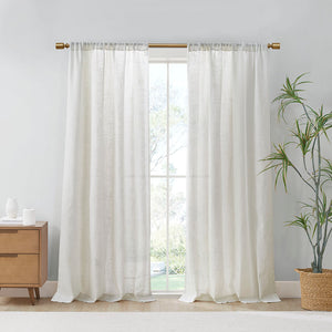 Madison Park Kyler Casual Linen Blend Light Filtering Curtain Panel Pair MP40-7983 White