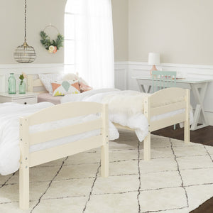 English Elm Walker Edison - Transitional Solid Pine Twin-Over-Twin Bunk Bed Frame with Safety Rails, Ladder & Slat Support White 81 L x 14.76 W x 9.84 H B185P326695