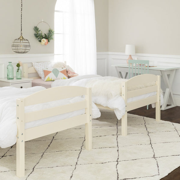English Elm Walker Edison - Transitional Solid Pine Twin-Over-Twin Bunk Bed Frame with Safety Rails, Ladder & Slat Support White 81 L x 14.76 W x 9.84 H B185P326695